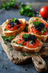 delicious sandwiches with caviar Generative AI