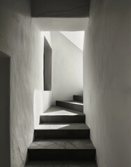 Ascending Stairs in Black and White