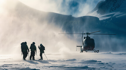 Snowbound Saviors: Search and Rescue in Action. Generative AI - obrazy, fototapety, plakaty