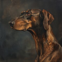Elegant portrait of a regal hound, ideal for a sophisticated study or library, reflecting loyalty and the dignified companionship of a dog.
