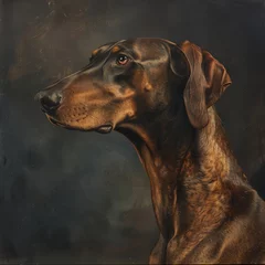Fotobehang Elegant portrait of a regal hound, ideal for a sophisticated study or library, reflecting loyalty and the dignified companionship of a dog. © Shining Pro
