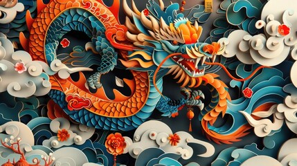 Vibrant Papercut Capturing the Dynamic Energy of Chinese New Year