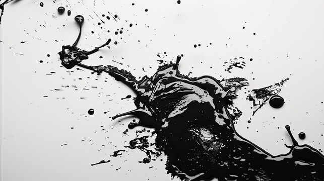 Black ink splashes on a white background. Abstract black ink splashes.