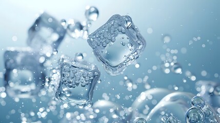 Fluid Elegance: Ice, Water, and Bubbles