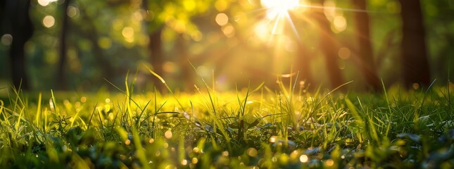 sunlight shining through the grass, a banner or backdrop for nature-themed designs