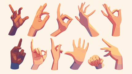 Collection of different hand gestures signs shown w