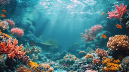 Obraz premium Vibrant Underwater Scene With Corals and Fish