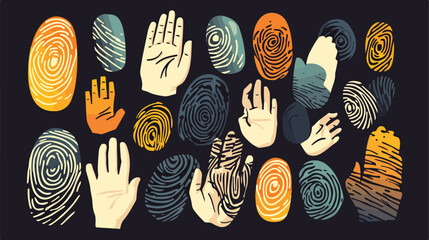 Collection of fingerprints of different types isola - obrazy, fototapety, plakaty