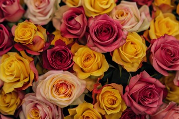 Roses are so beautiful with a combination of yellow and pink - generative ai