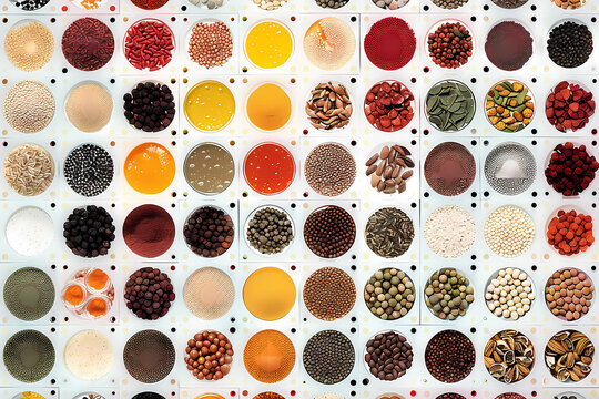 Artistic Rendering of Diverse Flavorings Neatly Arranged for Culinary Delights