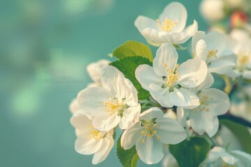 Cluster of White Flowers on a Branch