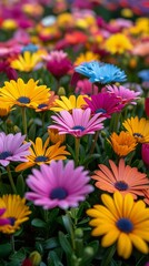 Colorful Flowers Blooming in Grass