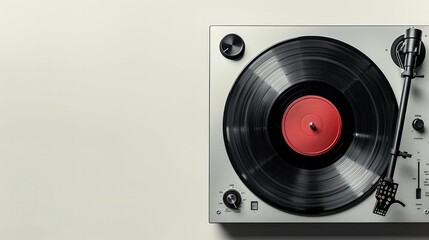 Modern Flat Design Aesthetic Classic Vinyl Record Spins in Sharp Detail