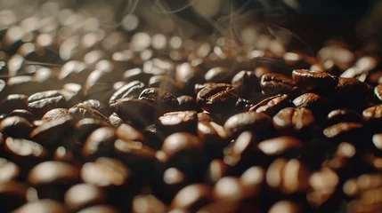 Zelfklevend Fotobehang Roasted coffee beans. Coffee background © Jane Kelly