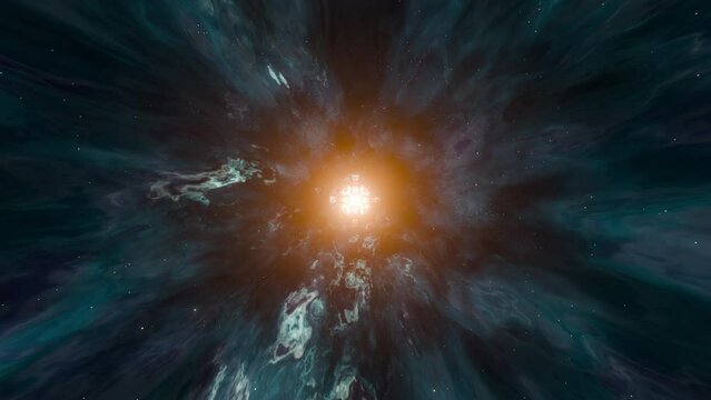 Alien fractal spacecraft interstellar travel, folding space, 3d seamless loop