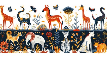 Vintage Animal Border Pattern A Rich Zoological Tribute