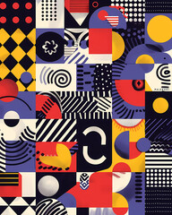 Colorful Geometric Pattern Kids Calendar Background Collage Vibrant Painting Squares Art