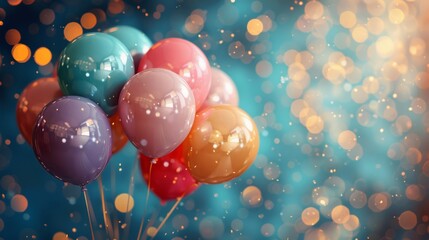 Group of Colorful Balloons Floating in the Air