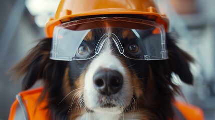 Dog in construction safety gear - 791165126