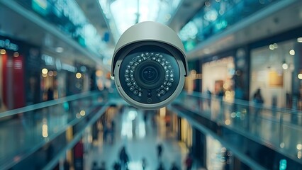 Enhancing Security and Preventing Crime Effectively: The Role of Surveillance Cameras in Shopping Malls. Concept Security Cameras, Crime Prevention, Surveillance Technology, Shopping Mall Security