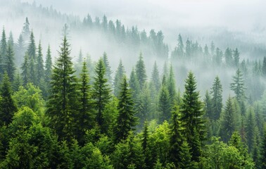 Dense Forest Shrouded in Fog