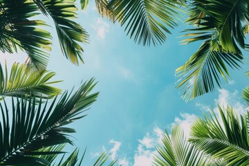 Palm Trees Silhouetted Against Clear Blue Sky