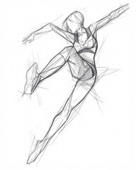 Vibrant Dance Figure Pencil Sketch: Dynamic Digital Illustration with Sharp Lines, Isolated Layers, and Painting-Like Focus