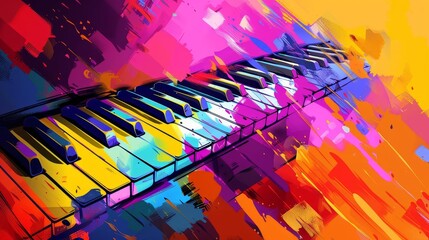 abstract colorful piano keyboard wallpaper background featuring vibrant hues and dynamic shapes modern digital art illustration