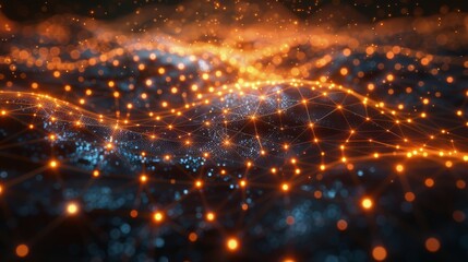 Naklejka premium Abstract Background With Glowing Lights and Dots