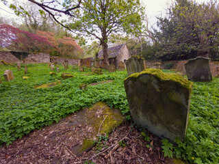 Old Graveyard Barons Haugh Nature Reserve Motherwell with a Mausoleum that houses the graves of the Hamilton family. Barons Haugh Nature Reserve, North Lanarkshire, Scotland.UK. Real gem for wildlife 