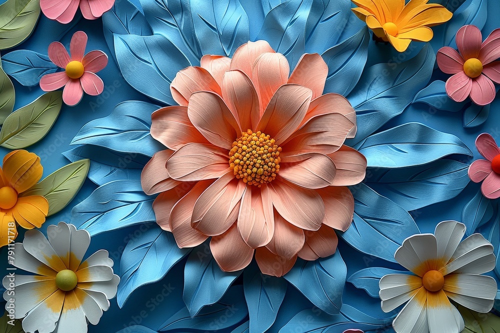 Aufkleber detailed close-up view of a paper flower, showcasing intricate folds and details of the handmade cre