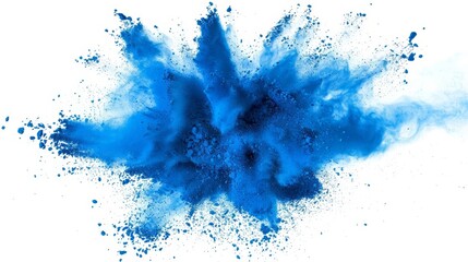 blue powder explosion abstract dust splash on white background freeze motion colorful - obrazy, fototapety, plakaty