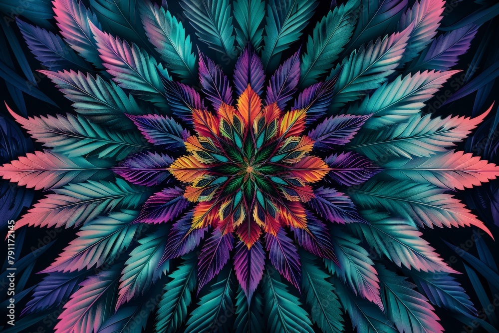 Poster a bright and colorful flower stands out against a stark black background, creating a striking contra