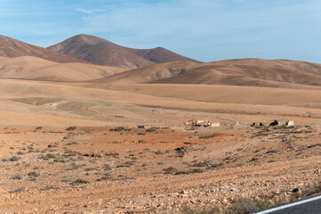 Driving car to north of Fuerteventura, Canary islands, Spain