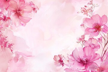 Obraz na płótnie Canvas Pink Flowers Painting on White Background
