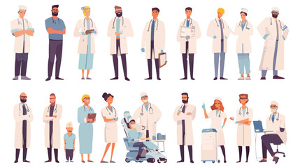 Collection of male medical workers dressed in white