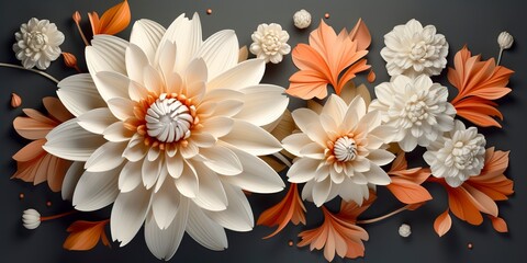 3d render flower pattern poster decoration card. Graphic Art
