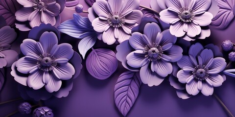 3D Illustration of beautiful Purple flowers 3d background 3D Wallpaper 
