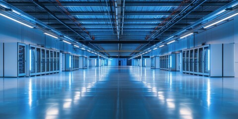 Illuminated Long Hallway
