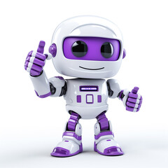 Cute orange robot isolated on white background. 3D rendering image.