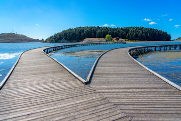 Pedestrian access and boarding platform in the monastery and st.mary of divinity church area,...