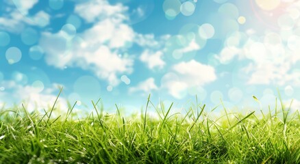 Sun Shining Through Clouds Over Grass Field