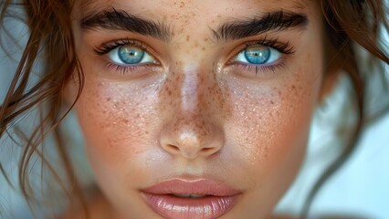 Latina fashion model showcasing oval face, blue eyes, and flawless skin. Concept Latina Fashion, Oval Face, Blue Eyes, Flawless Skin, Model Showcase - obrazy, fototapety, plakaty
