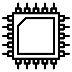 Computer chip circuit board line icon for apps and websites