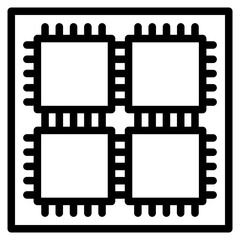 Computer chip circuit board line icon for apps and websites