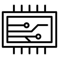 Computer chip circuit board line icon for apps and websites