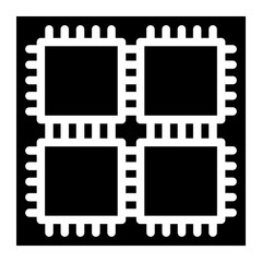 Computer chip circuit board glyph icon for apps and websites