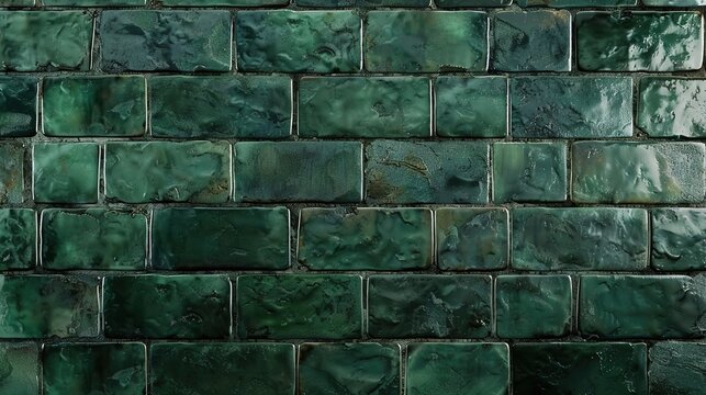 Dark green brick subway tiles ceramic wall texture wide tile background banner panorama, seamless pattern