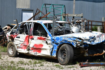 Demolition Derby Car in a Junkyard