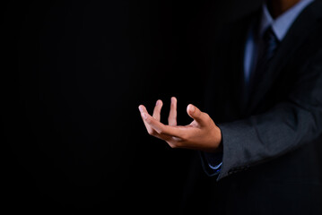 Attractive, Businessman 's hand, fingers, conveying a powerful symbol of touch and connection in a conceptual image, future, big data, growth, Sustainability, Banner, Copy space.